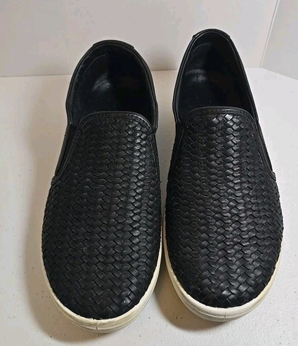 ECCO Women Soft 7 Woven Leather Slip-on 2.0 Black 470113-01001 Sz EU 39 US 8-8.5